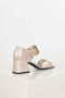 The Mary Jane Sandals by Suzanne Rae are sturdy block heel Mary Jane sandals with an open toe in a delicate putty cream